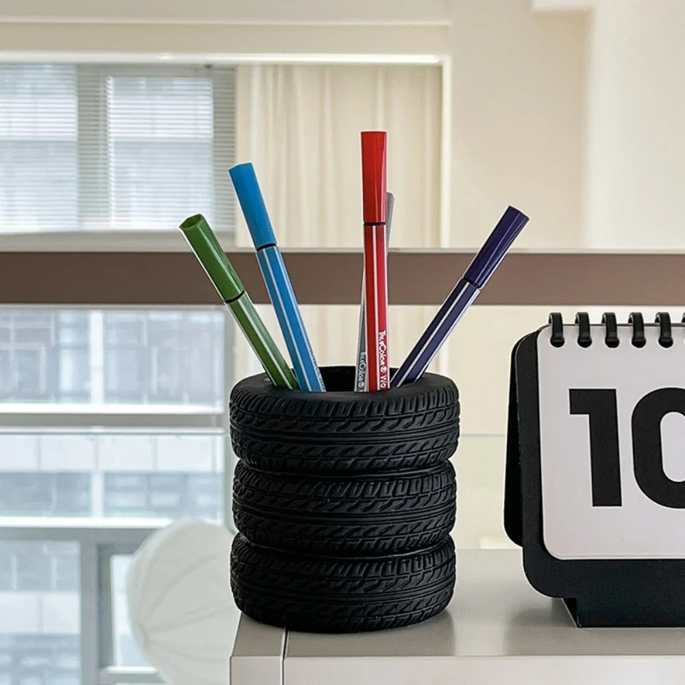 Creative Car Tyre Shaped Pen Holder