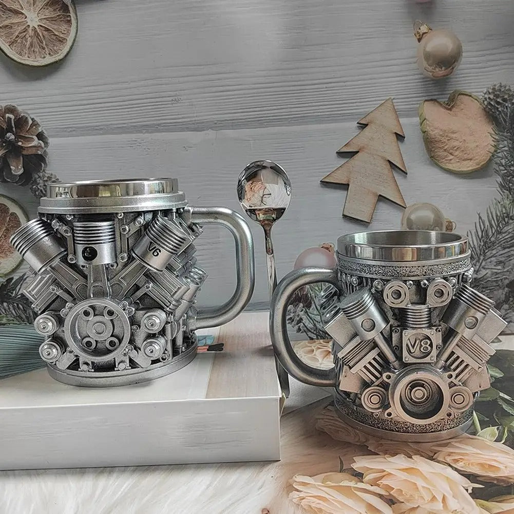 V6/V8 Engine Stainless Steel Coffee Mug