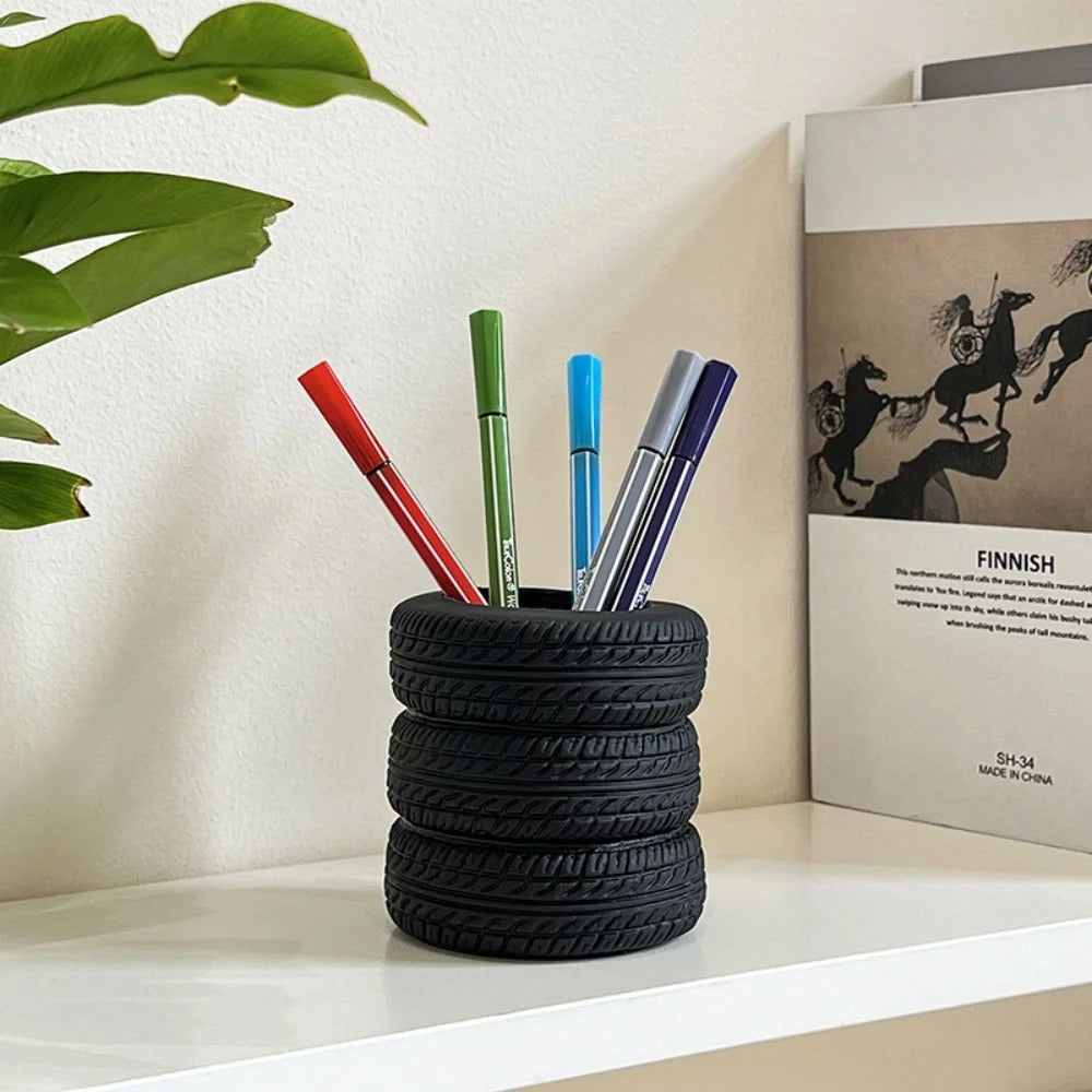 Creative Car Tyre Shaped Pen Holder