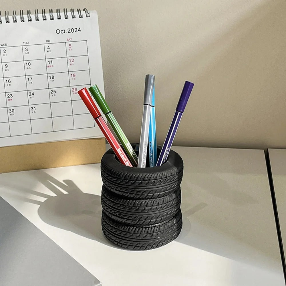 Creative Car Tyre Shaped Pen Holder